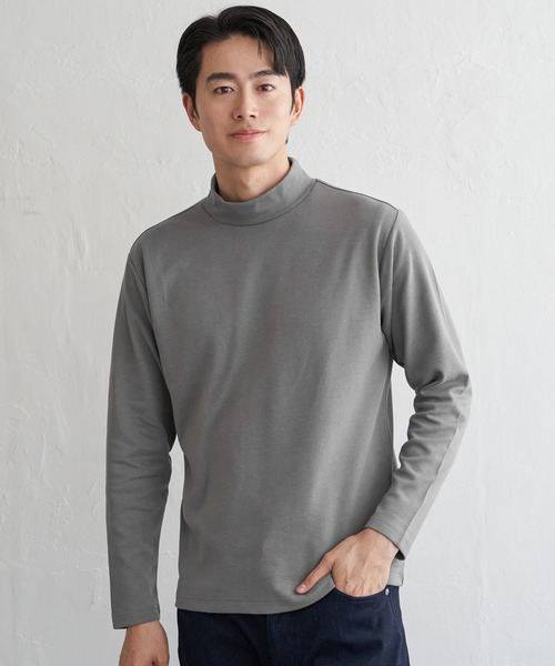 IKKA LOUNGE(イッカラウンジ)の「ポンチモックネックロンT(Tシャツ/カットソー・メンズ・ネイビー/ブラック/グレー/ホワイト・XL/L/M/S)」の9枚目の写真