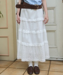 Birthday room(o[XfC[)̃Rbg[XeBA[hXJ[g/cotton lace tiered skirt(XJ[g)
