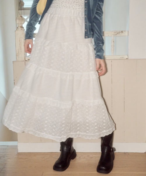Birthday room(バースデイルーム)の「コットンレースティアードスカート/cotton lace tiered skirt(スカート・レディース・ホワイト・FREE)」の3枚目の写真