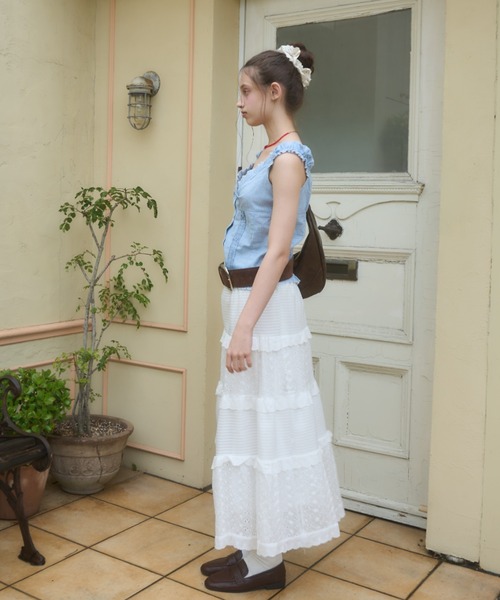 Birthday room(バースデイルーム)の「コットンレースティアードスカート/cotton lace tiered skirt(スカート・レディース・ホワイト・FREE)」の5枚目の写真