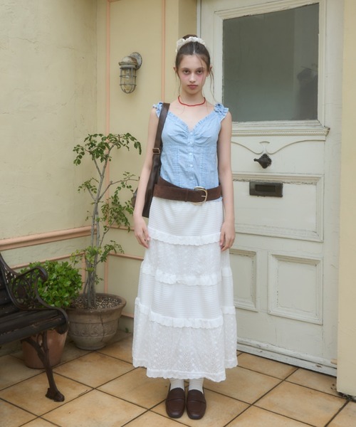 Birthday room(バースデイルーム)の「コットンレースティアードスカート/cotton lace tiered skirt(スカート・レディース・ホワイト・FREE)」の6枚目の写真