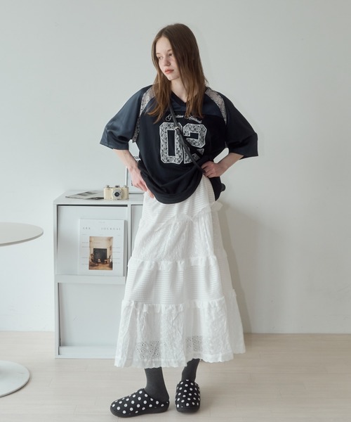 Birthday room(バースデイルーム)の「コットンレースティアードスカート/cotton lace tiered skirt(スカート・レディース・ホワイト・FREE)」の9枚目の写真