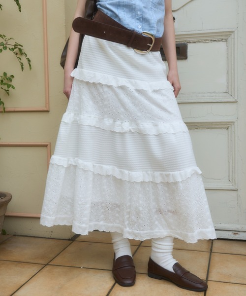 Birthday room(バースデイルーム)の「コットンレースティアードスカート/cotton lace tiered skirt(スカート・レディース・ホワイト・FREE)」の14枚目の写真