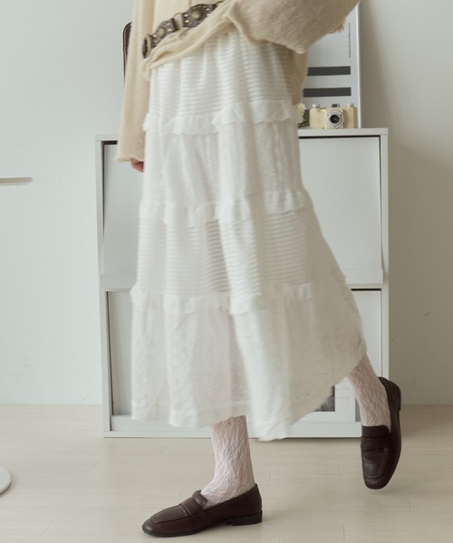 Birthday room(バースデイルーム)の「コットンレースティアードスカート/cotton lace tiered skirt(スカート・レディース・ホワイト・FREE)」の15枚目の写真