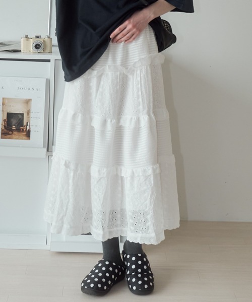 Birthday room(バースデイルーム)の「コットンレースティアードスカート/cotton lace tiered skirt(スカート・レディース・ホワイト・FREE)」の17枚目の写真