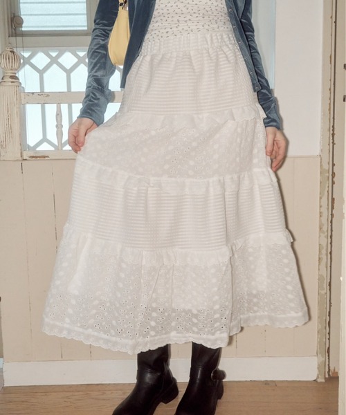 Birthday room(バースデイルーム)の「コットンレースティアードスカート/cotton lace tiered skirt(スカート・レディース・ホワイト・FREE)」の22枚目の写真
