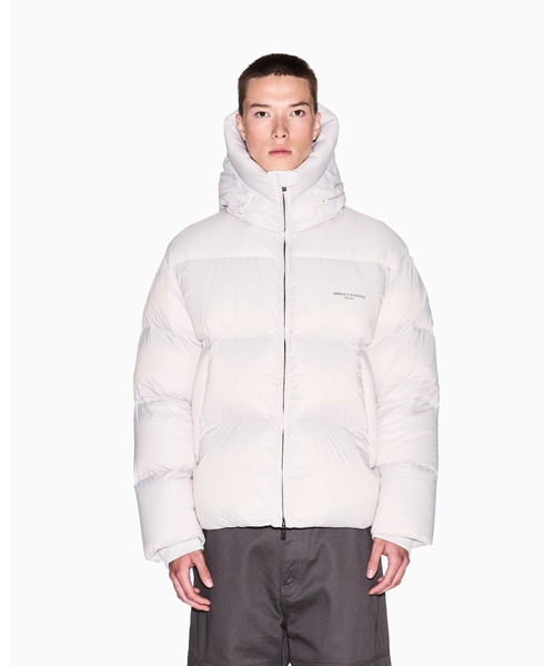 アルマーニエクスチェンジ 白 袖なし ダウン xs A|X アルマーニ エクスチェンジ】リサイクルナイロン カラー