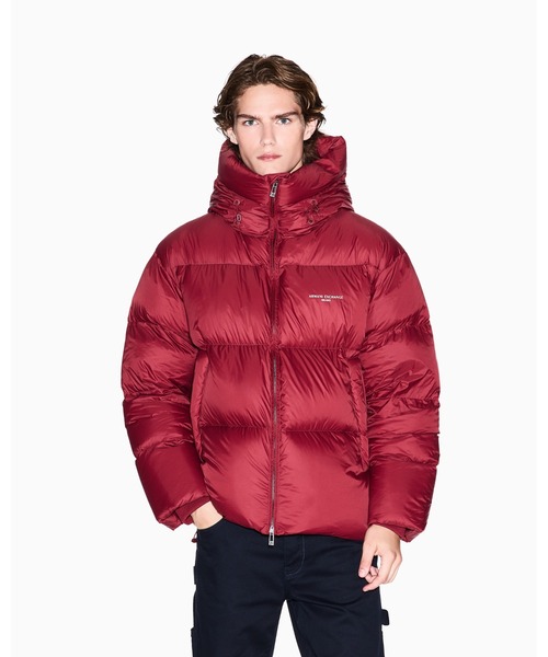 赤いダウンジャケット A|X アルマーニ エクスチェンジ】リサイクルナイロン カラーダウン