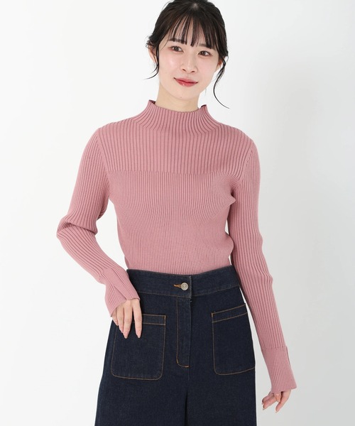 STRAWBERRY-FIELDS（ストロベリーフィールズ）の「【雑誌掲載アイテム】シェルストレッチ_袖口スリットリブニット（ニット/セーター・レディース・ブラック/レッド/オフホワイト/マスタード/ブラウン/ピンク系/ミント/キャメル/ライトピンク/ホワイト×ブラック・2）」の9枚目の写真