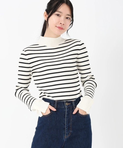 STRAWBERRY-FIELDS（ストロベリーフィールズ）の「【雑誌掲載アイテム】シェルストレッチ_袖口スリットリブニット（ニット/セーター・レディース・ブラック/レッド/オフホワイト/マスタード/ブラウン/ピンク系/ミント/キャメル/ライトピンク/ホワイト×ブラック・2）」の3枚目の写真