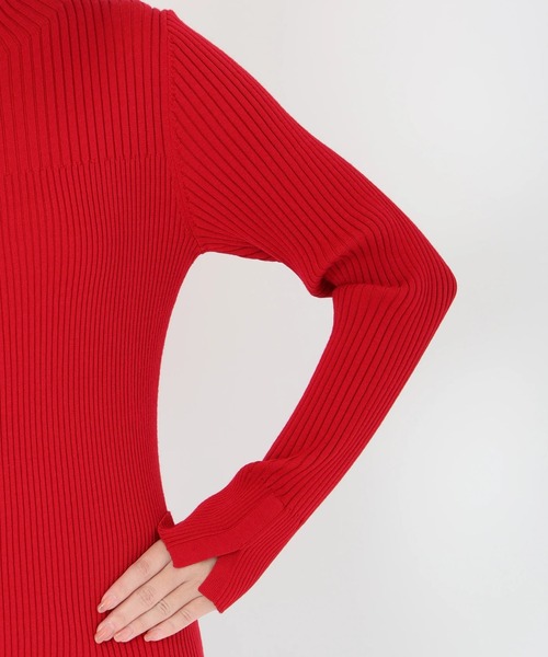 STRAWBERRY-FIELDS（ストロベリーフィールズ）の「【雑誌掲載アイテム】シェルストレッチ_袖口スリットリブニット（ニット/セーター・レディース・ブラック/レッド/オフホワイト/マスタード/ブラウン/ピンク系/ミント/キャメル/ライトピンク/ホワイト×ブラック・2）」の17枚目の写真