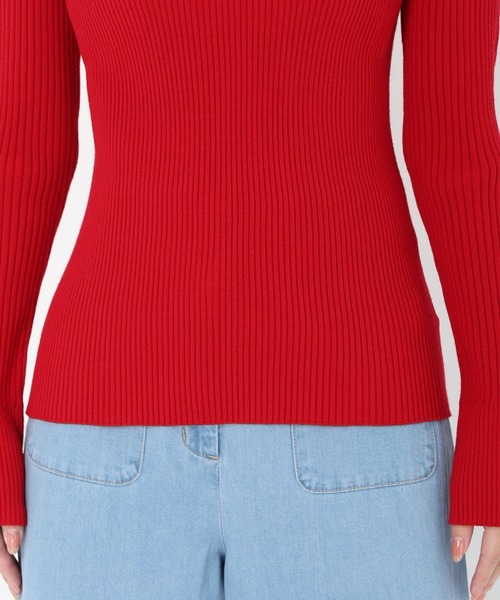 STRAWBERRY-FIELDS（ストロベリーフィールズ）の「【雑誌掲載アイテム】シェルストレッチ_袖口スリットリブニット（ニット/セーター・レディース・ブラック/レッド/オフホワイト/マスタード/ブラウン/ピンク系/ミント/キャメル/ライトピンク/ホワイト×ブラック・2）」の18枚目の写真