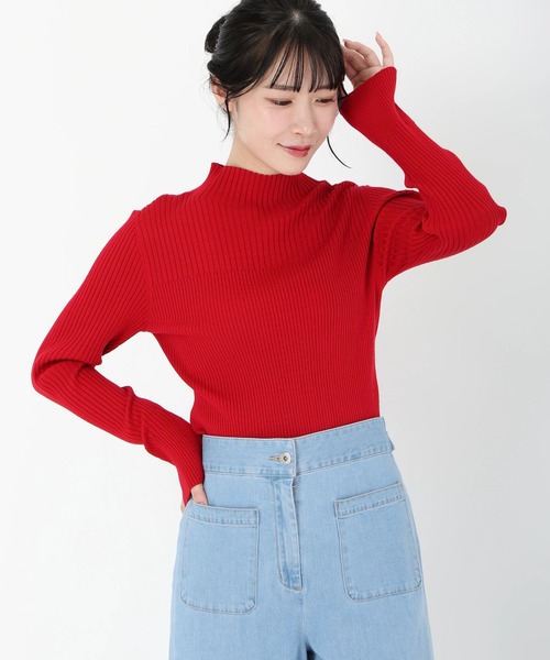 STRAWBERRY-FIELDS（ストロベリーフィールズ）の「【雑誌掲載アイテム】シェルストレッチ_袖口スリットリブニット（ニット/セーター・レディース・ブラック/レッド/オフホワイト/マスタード/ブラウン/ピンク系/ミント/キャメル/ライトピンク/ホワイト×ブラック・2）」の12枚目の写真