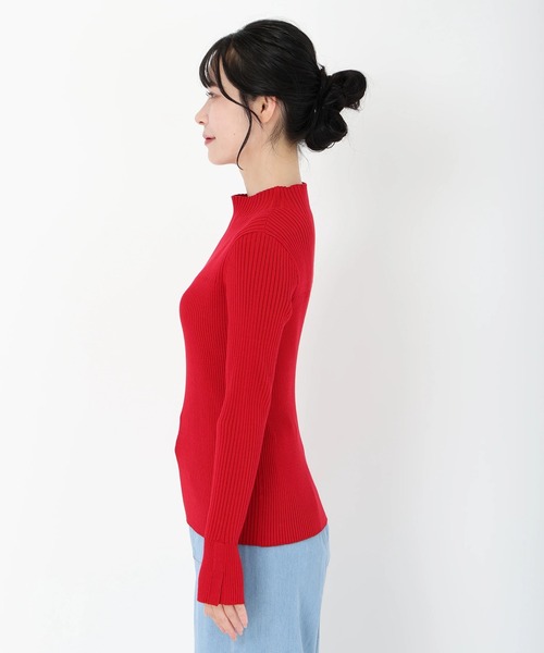 STRAWBERRY-FIELDS（ストロベリーフィールズ）の「【雑誌掲載アイテム】シェルストレッチ_袖口スリットリブニット（ニット/セーター・レディース・ブラック/レッド/オフホワイト/マスタード/ブラウン/ピンク系/ミント/キャメル/ライトピンク/ホワイト×ブラック・2）」の13枚目の写真