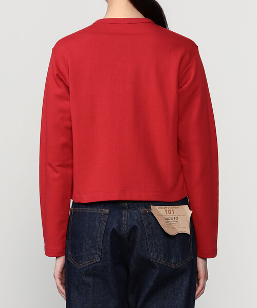 新品タグ付き　ORCIVAL コットンクルーネックカーディガン　2 赤　日本製 オーシバル オーチバル コットンジャージ クルーネック カーディガン