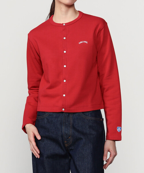 ORCIVAL | コットン裏毛 クルーネックカーディガン WOMEN