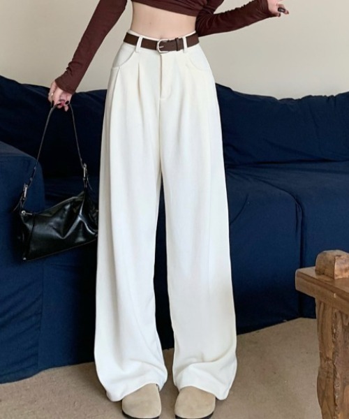 cammie（キャミー）の「ハイウエストコーデュロイストレートパンツ（その他パンツ・レディース・アイボリー/ブラック/ベージュ・M/L）」の13枚目の写真