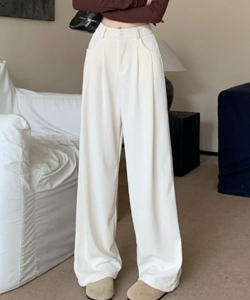 cammie（キャミー）の「ハイウエストコーデュロイストレートパンツ（その他パンツ・レディース・アイボリー/ブラック/ベージュ・M/L）」の15枚目の写真