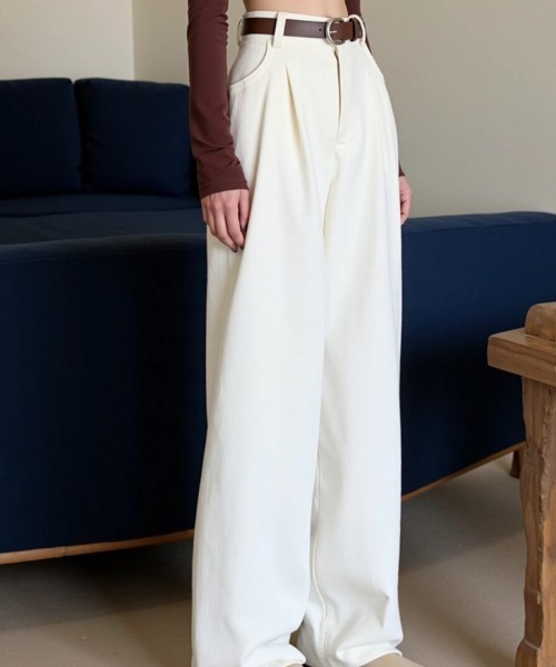 cammie（キャミー）の「ハイウエストコーデュロイストレートパンツ（その他パンツ・レディース・アイボリー/ブラック/ベージュ・M/L）」の11枚目の写真