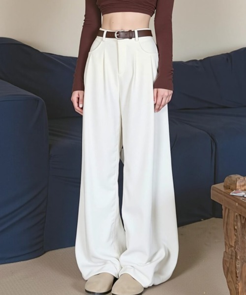 cammie（キャミー）の「ハイウエストコーデュロイストレートパンツ（その他パンツ・レディース・アイボリー/ブラック/ベージュ・M/L）」の7枚目の写真