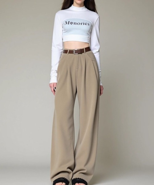 cammie（キャミー）の「ハイウエストコーデュロイストレートパンツ（その他パンツ・レディース・アイボリー/ブラック/ベージュ・M/L）」の8枚目の写真