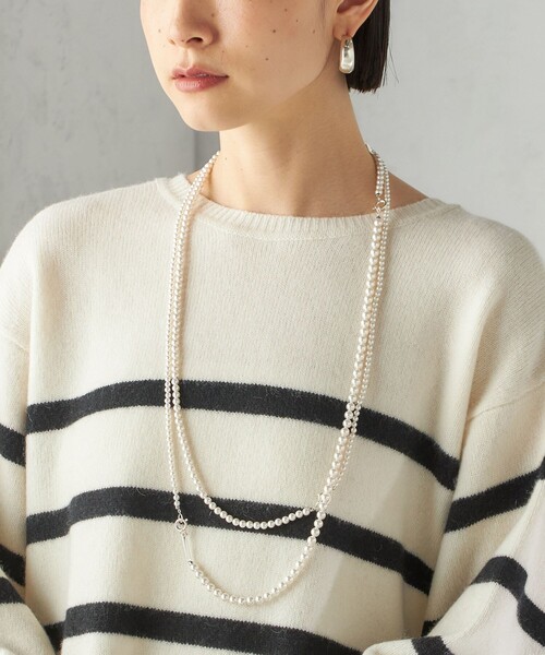 in mood(インムード)の「in mood:マルチ ガラス パール ネックレス(ネックレス・レディース・オフホワイト・ONE SIZE)」の7枚目の写真