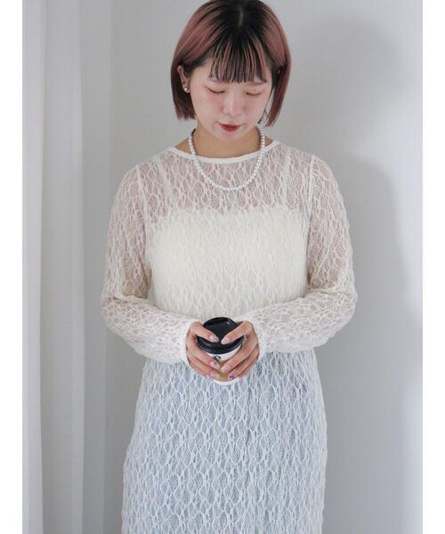 ehka sopo（エヘカソポ）の「カットレースワンピース（ワンピース・レディース・グレー/キナリ/モカ・F）」の2枚目の写真