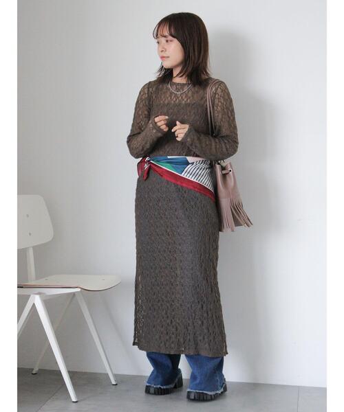 ehka sopo（エヘカソポ）の「カットレースワンピース（ワンピース・レディース・グレー/キナリ/モカ・F）」の9枚目の写真