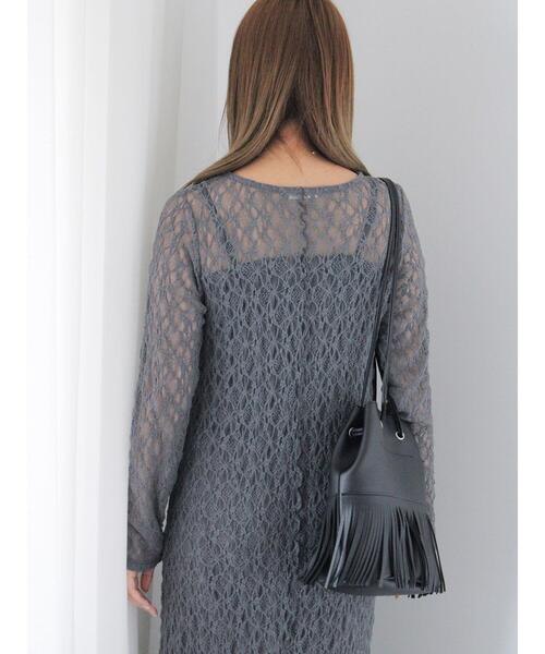 ehka sopo（エヘカソポ）の「カットレースワンピース（ワンピース・レディース・グレー/キナリ/モカ・F）」の15枚目の写真