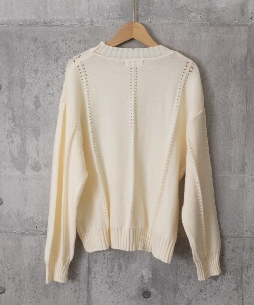 Miniministore(ミニミニストア)の「ニットトップス 秋冬クルーネックセーター(ニット/セーター・レディース・イエロー×グリーン/アイボリー/ブルー/グレー・FREE)」の21枚目の写真