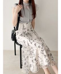 MERCURYDUO(マーキュリーデュオ) 花柄スカート MERCURYDUO/マーキュリーデュオ]花柄ジャカードコルセットフレア