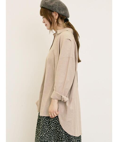 Samansa Mos2（サマンサ モスモス）の「後ろ釦スキッパーチュニック（チュニック・レディース・ベージュ/パープル/イエロー/グリーン/チャコールグレー・F）」の3枚目の写真