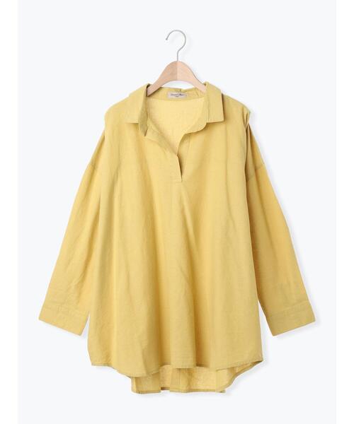 Samansa Mos2（サマンサ モスモス）の「後ろ釦スキッパーチュニック（チュニック・レディース・ベージュ/パープル/イエロー/グリーン/チャコールグレー・F）」の16枚目の写真