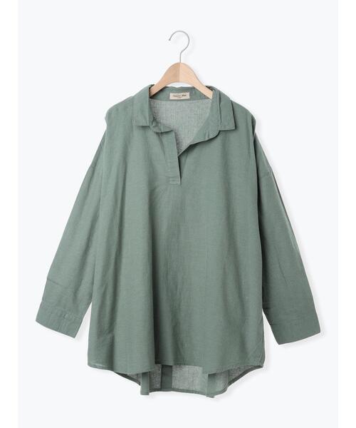 Samansa Mos2（サマンサ モスモス）の「後ろ釦スキッパーチュニック（チュニック・レディース・ベージュ/パープル/イエロー/グリーン/チャコールグレー・F）」の17枚目の写真