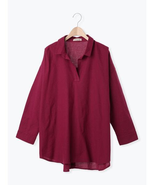 Samansa Mos2（サマンサ モスモス）の「後ろ釦スキッパーチュニック（チュニック・レディース・ベージュ/パープル/イエロー/グリーン/チャコールグレー・F）」の18枚目の写真