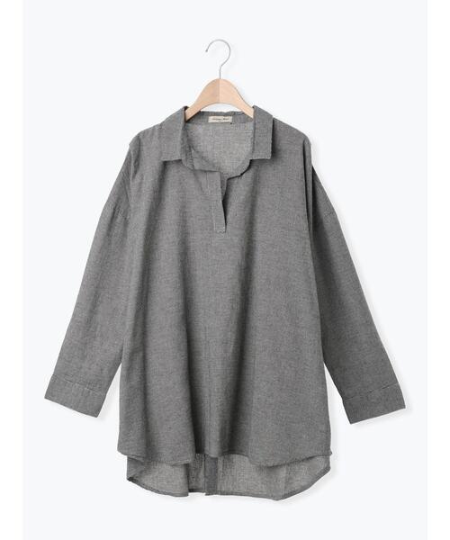 Samansa Mos2（サマンサ モスモス）の「後ろ釦スキッパーチュニック（チュニック・レディース・ベージュ/パープル/イエロー/グリーン/チャコールグレー・F）」の19枚目の写真