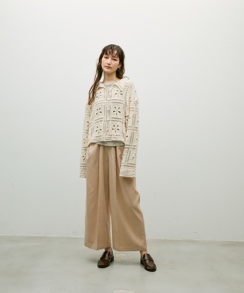 Lutim by u(ルチバイユー)の「Flower patch crochet polo cardigan / フラワーパッチクロシェポロカーデ(カーディガン/ボレロ・レディース・ナチュラル/ブラック・FREE)」の14枚目の写真