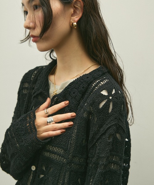 Lutim by u(ルチバイユー)の「Flower patch crochet polo cardigan / フラワーパッチクロシェポロカーデ(カーディガン/ボレロ・レディース・ナチュラル/ブラック・FREE)」の22枚目の写真