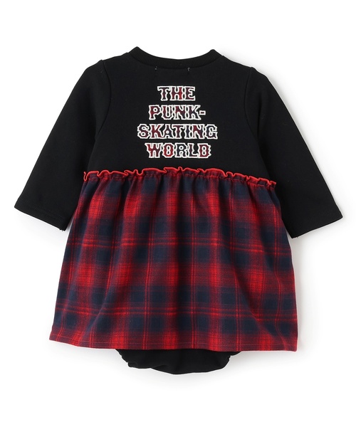 X-girl Stages（エックスガールステージス）の「チェックロゴワンピース風カバーオール（ロンパース・キッズ・ブラック/アイボリー・70cm）」の8枚目の写真