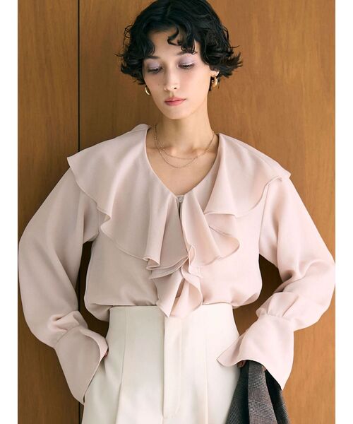 LAGUNAMOON（ラグナムーン）の「クレープフリルブラウス（シャツ/ブラウス・レディース・ホワイト/ベージュ・FREE）」の4枚目の写真