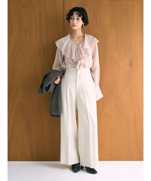 LAGUNAMOON（ラグナムーン）の「クレープフリルブラウス（シャツ/ブラウス・レディース・ホワイト/ベージュ・FREE）」の5枚目の写真