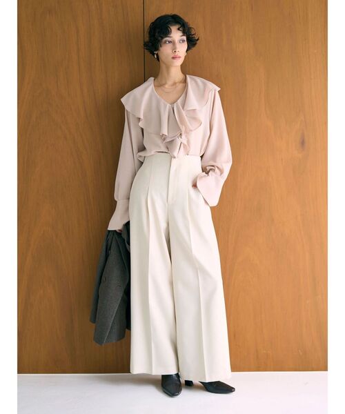 LAGUNAMOON（ラグナムーン）の「クレープフリルブラウス（シャツ/ブラウス・レディース・ホワイト/ベージュ・FREE）」の6枚目の写真