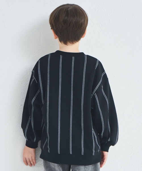 セール】【サラッとスウェット】ユニセックス きつね刺繍 ストライプ裏