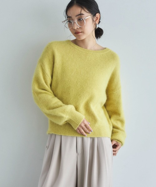 Doux archives（ドゥアルシーヴ）の「ラクーンミックスクルーネックニット（ニット/セーター・レディース・モカ/イエロー/アイボリー・FREE）」の3枚目の写真