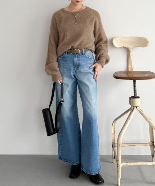 Doux archives（ドゥアルシーヴ）の「ラクーンミックスクルーネックニット（ニット/セーター・レディース・モカ/イエロー/アイボリー・FREE）」の5枚目の写真