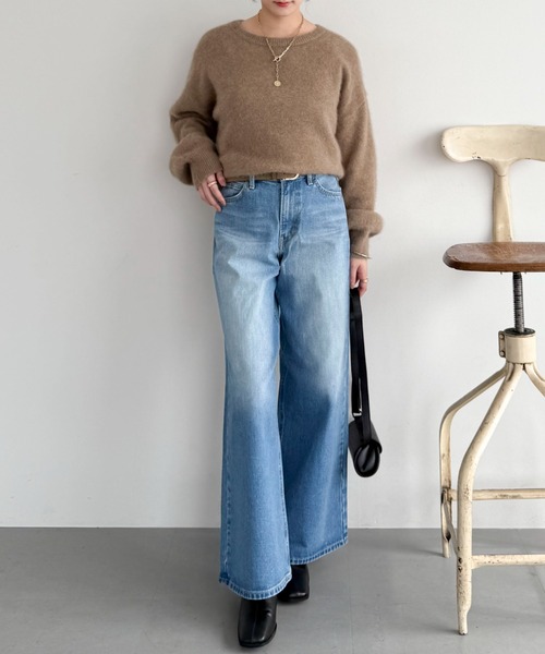 Doux archives（ドゥアルシーヴ）の「ラクーンミックスクルーネックニット（ニット/セーター・レディース・モカ/イエロー/アイボリー・FREE）」の9枚目の写真