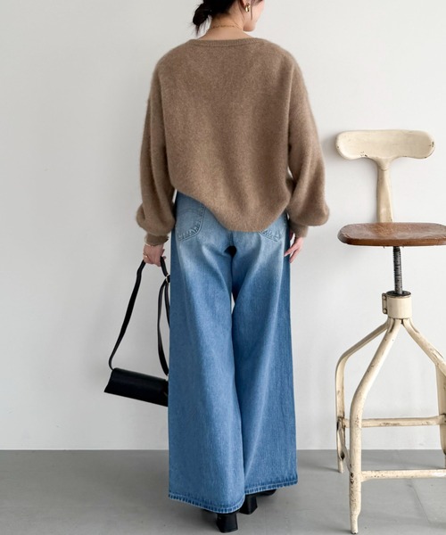 Doux archives（ドゥアルシーヴ）の「ラクーンミックスクルーネックニット（ニット/セーター・レディース・モカ/イエロー/アイボリー・FREE）」の10枚目の写真