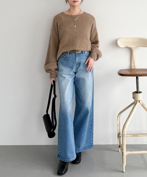 Doux archives（ドゥアルシーヴ）の「ラクーンミックスクルーネックニット（ニット/セーター・レディース・モカ/イエロー/アイボリー・FREE）」の11枚目の写真