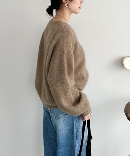 Doux archives（ドゥアルシーヴ）の「ラクーンミックスクルーネックニット（ニット/セーター・レディース・モカ/イエロー/アイボリー・FREE）」の18枚目の写真