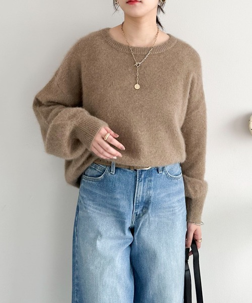 Doux archives（ドゥアルシーヴ）の「ラクーンミックスクルーネックニット（ニット/セーター・レディース・モカ/イエロー/アイボリー・FREE）」の20枚目の写真